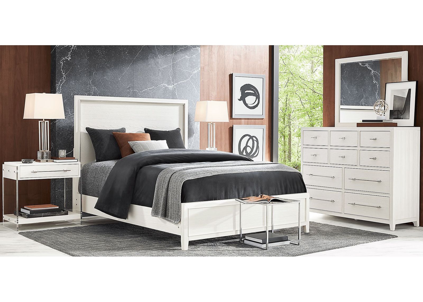 Aruba White 7 Pc Queen Panel Bedroom