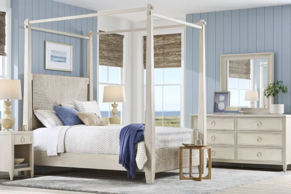 Maldive White 7 Pc King Poster Bedroom