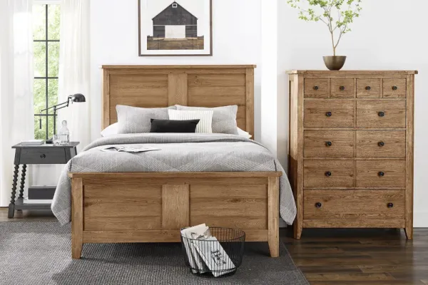 Hargrove Light Oak 5 Pc Queen Panel Bedroom