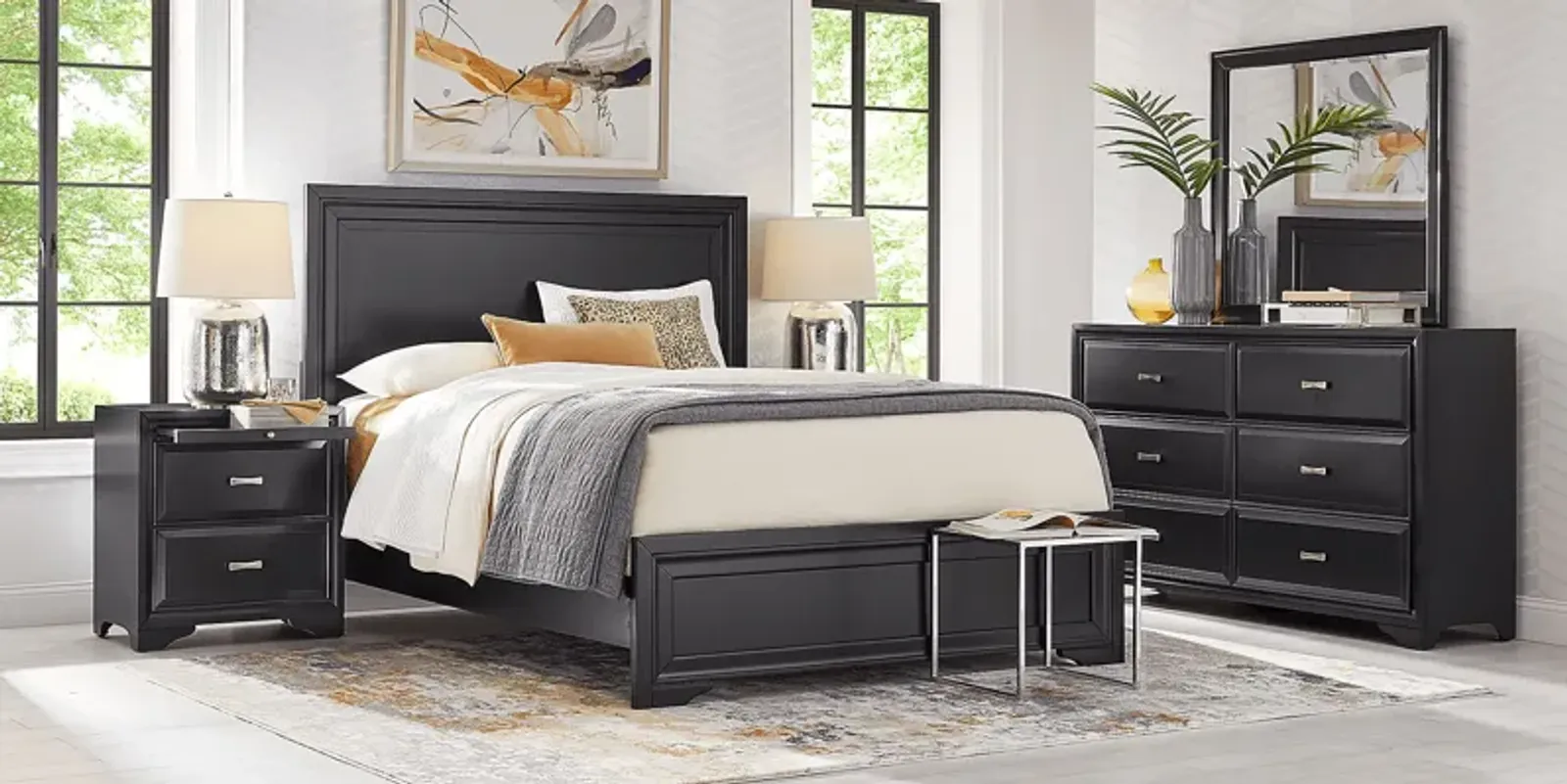 Belcourt Black 5 Pc Queen Panel Bedroom