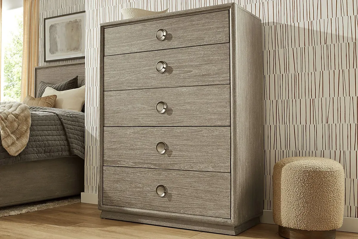 Santa Clarita Light Gray 5 Pc Queen Upholstered Bedroom