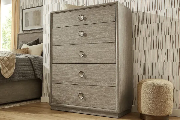 Santa Clarita Light Gray 5 Pc Queen Upholstered Bedroom
