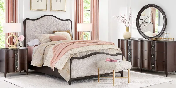 Bradbury Brown Cherry 7 Pc Queen Upholstered Bedroom