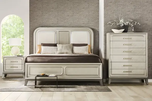 Colette Silver 5 Pc Queen Upholstered Bedroom