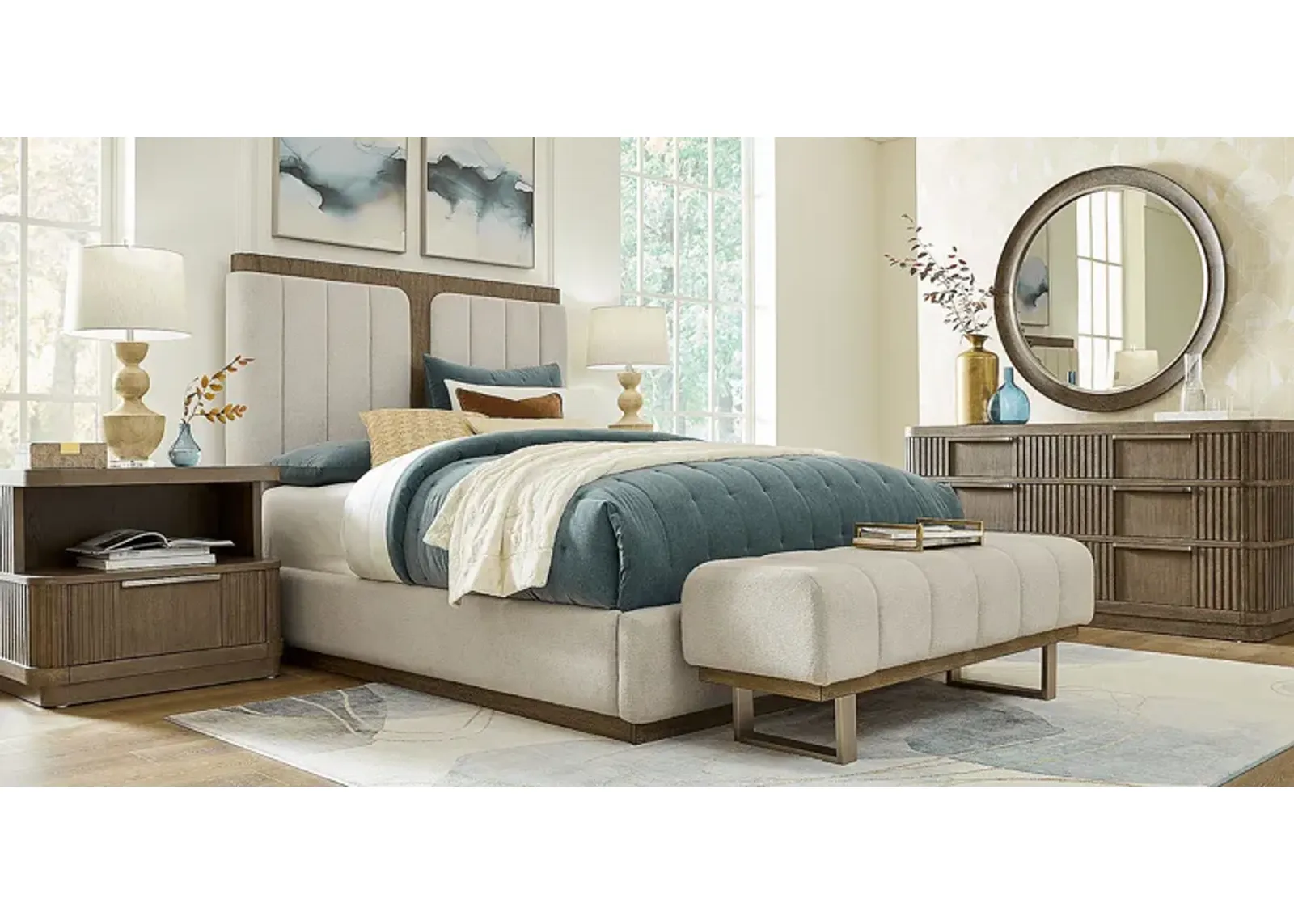 Sausalito Stone 7 Pc King Upholstered Bedroom