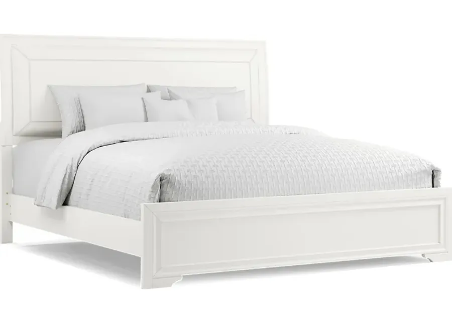 Belcourt White 3 Pc King Upholstered Sleigh Bed