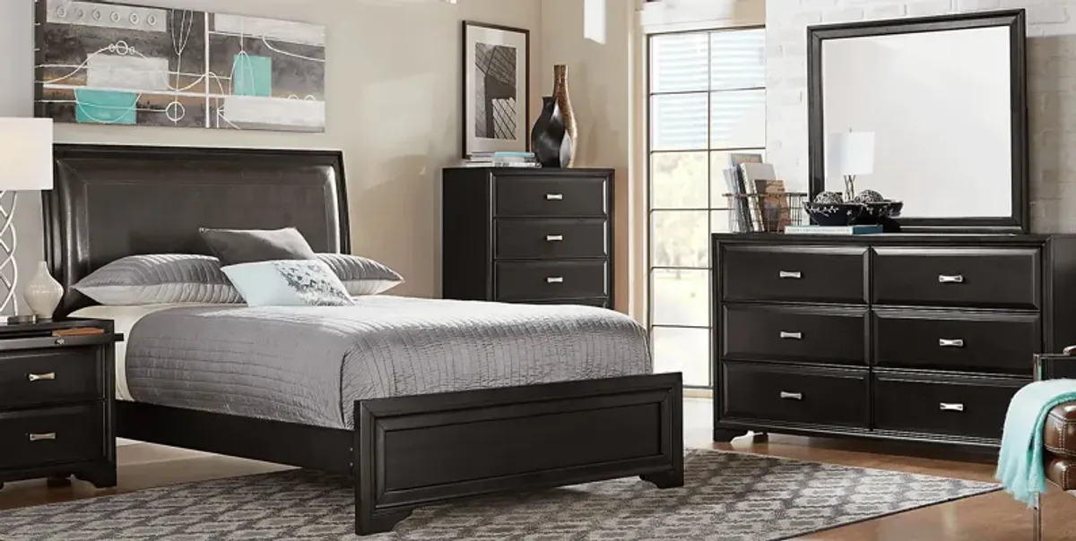 Belcourt Black 3 Pc King Upholstered Sleigh Bed