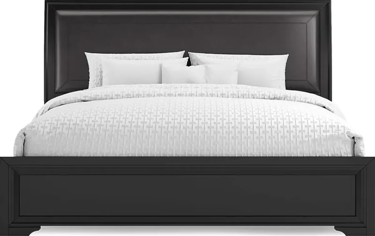 Belcourt Black 3 Pc King Upholstered Sleigh Bed