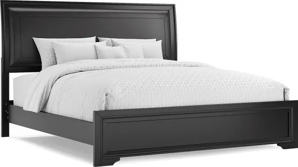Belcourt Black 3 Pc King Upholstered Sleigh Bed
