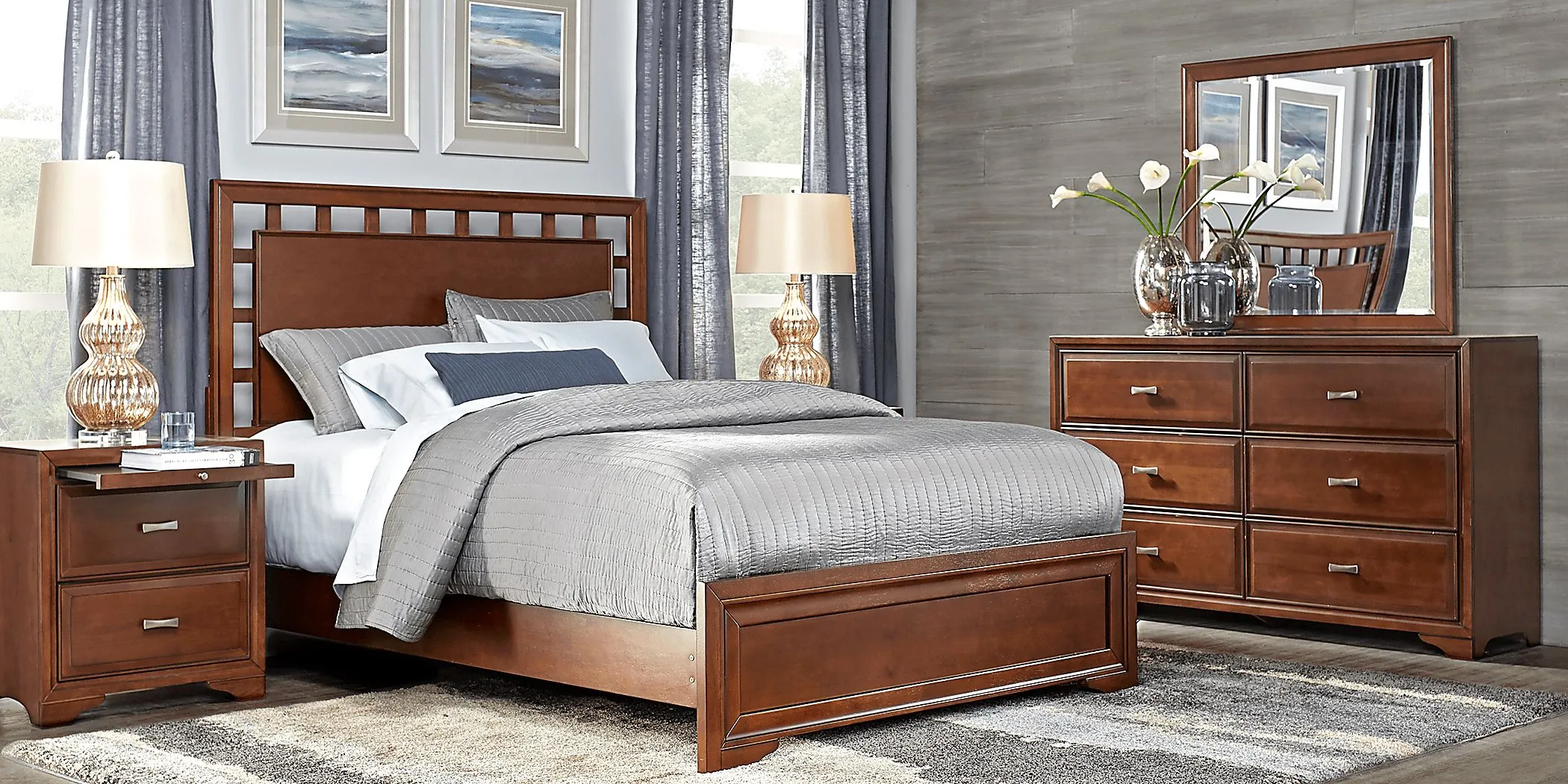 Belcourt Brown Cherry 3 Pc King Lattice Bed