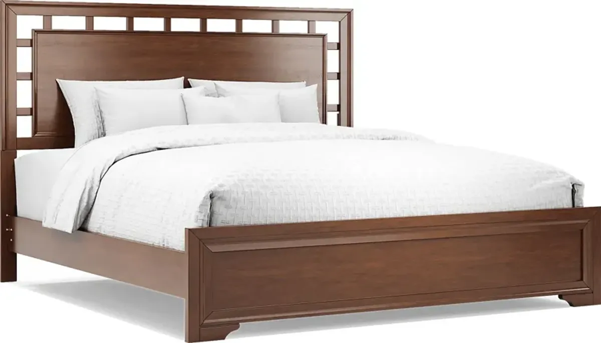 Belcourt Brown Cherry 3 Pc King Lattice Bed