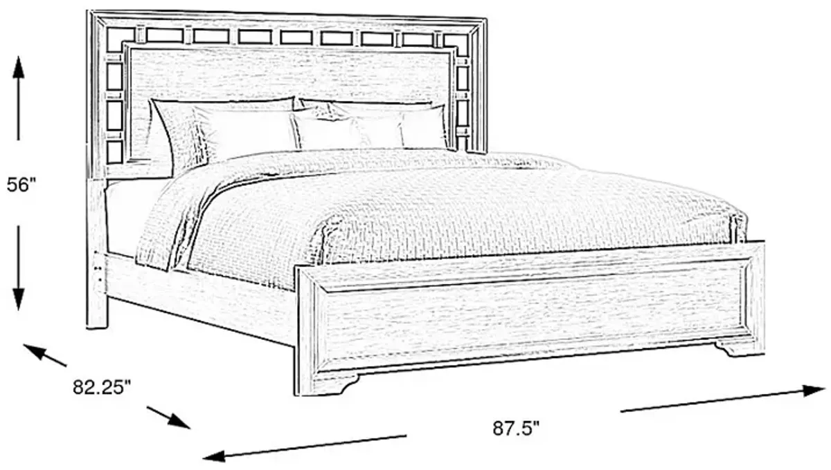 Belcourt White 3 Pc King Lattice Bed