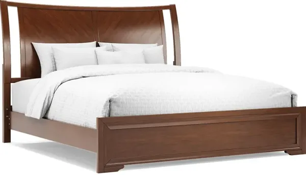 Belcourt Brown Cherry 3 Pc King Curved Sleigh Panel Bed