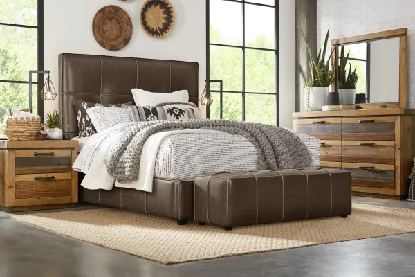 Westover Hills Brown 7 Pc Bedroom with Giselle Chocolate Queen Upholstered Bed
