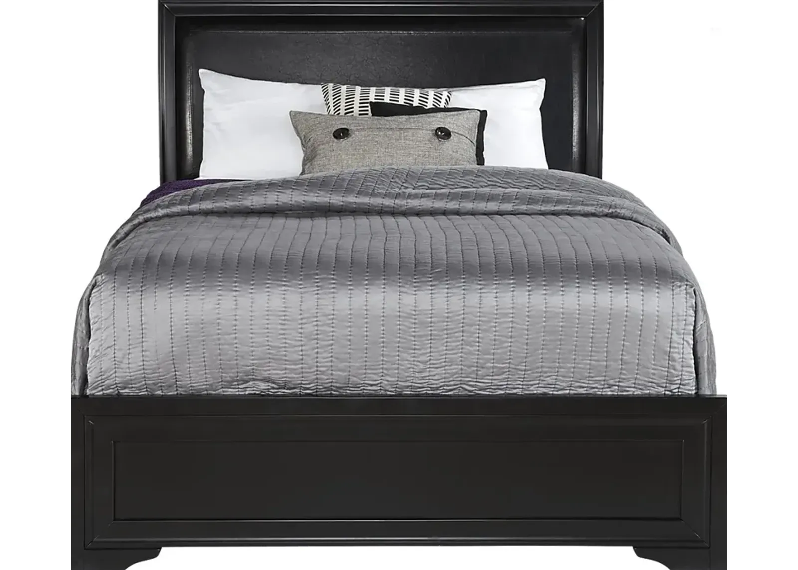 Belcourt Black 3 Pc Queen Upholstered Sleigh Bed