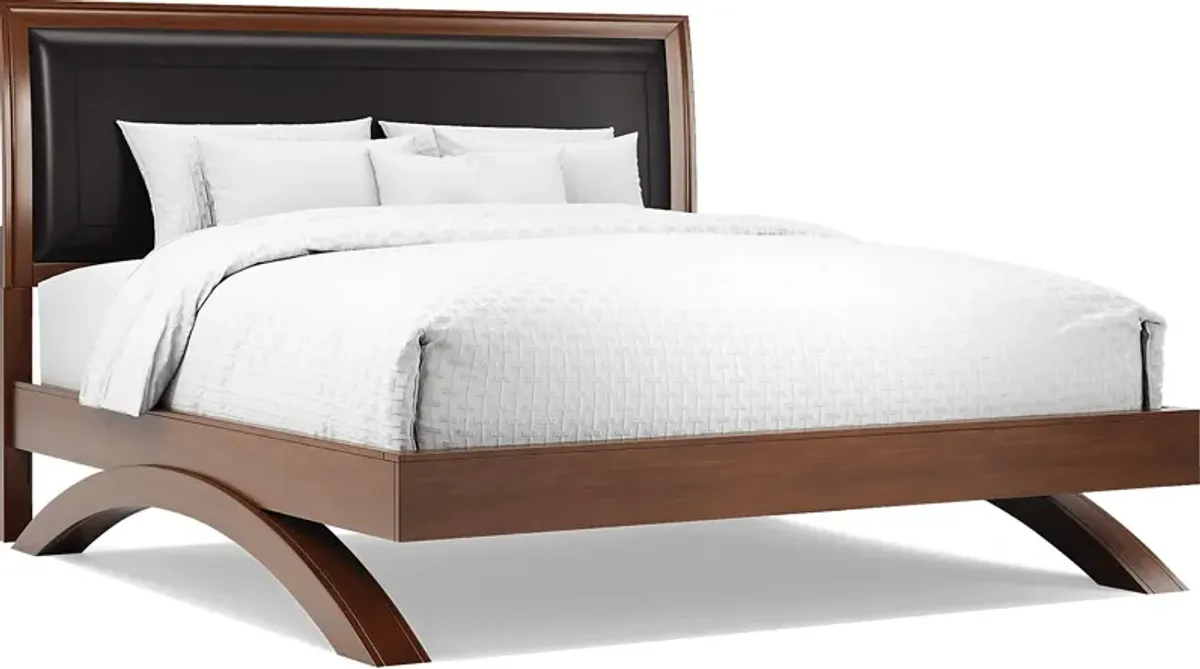 Belcourt Brown Cherry 3 Pc King Upholstered Sleigh Arch Bed