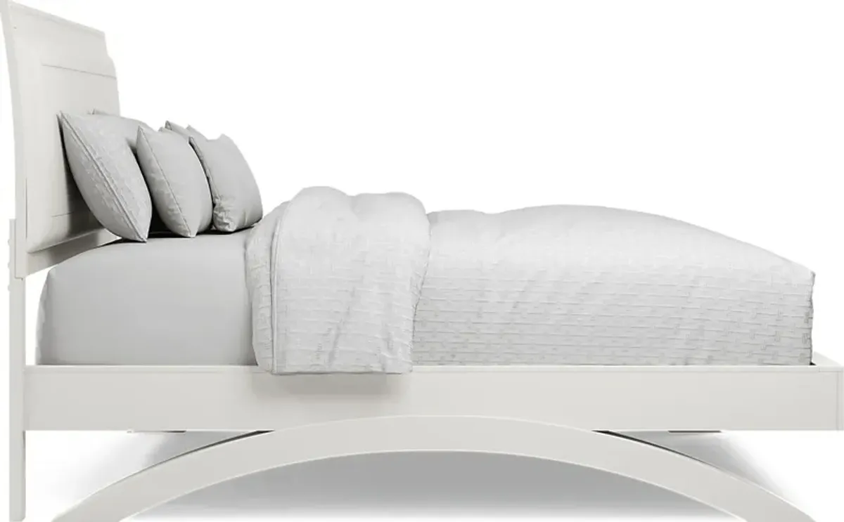 Belcourt White 3 Pc King Upholstered Sleigh Arch Bed