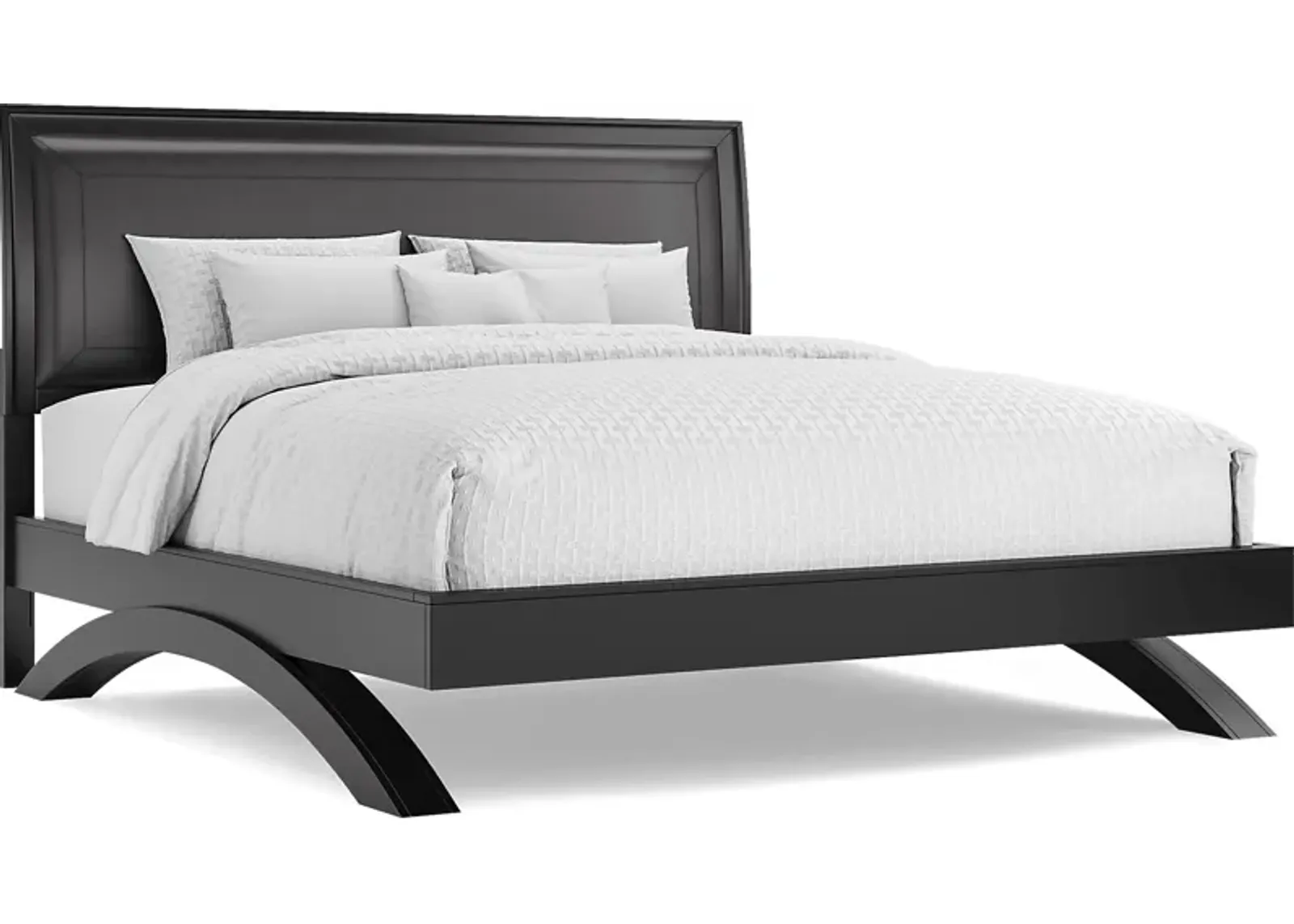 Belcourt Black 3 Pc King Upholstered Sleigh Arch Bed