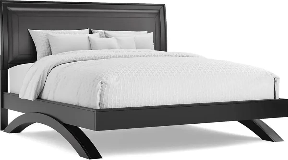 Belcourt Black 3 Pc King Upholstered Sleigh Arch Bed