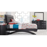 Belcourt Black 3 Pc Queen Upholstered Sleigh Arch Bed