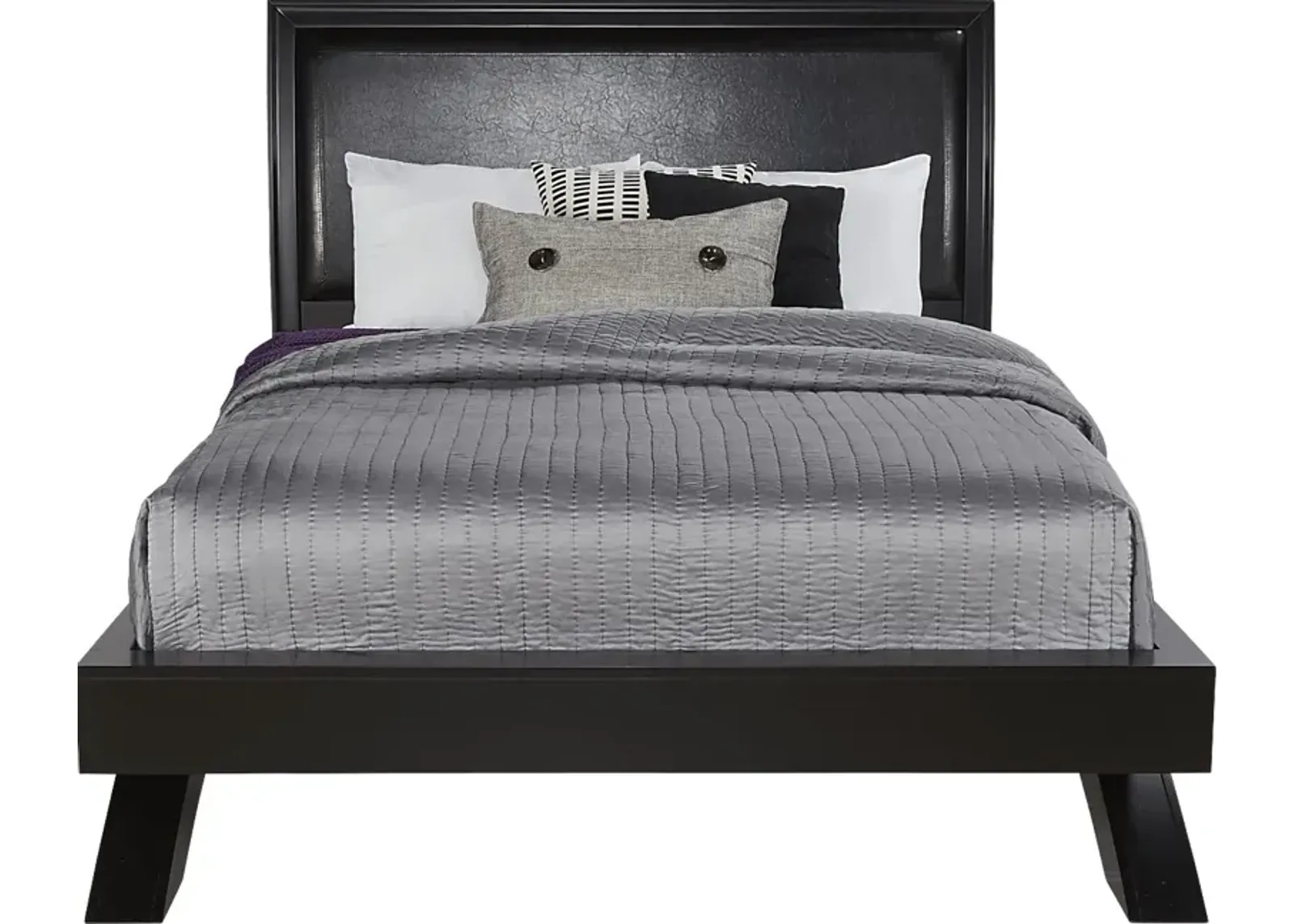 Belcourt Black 3 Pc Queen Upholstered Sleigh Arch Bed