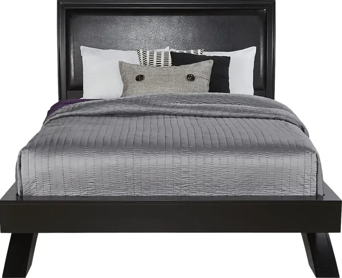 Belcourt Black 3 Pc Queen Upholstered Sleigh Arch Bed