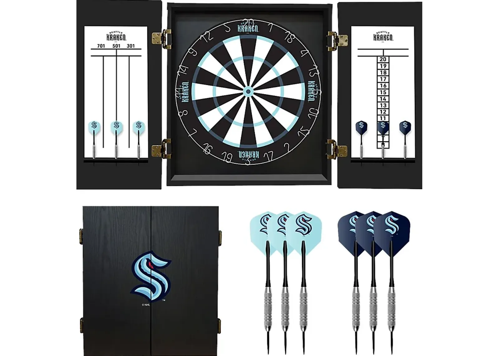 Fan's Choice Seattle Kraken Black Dartboard Set