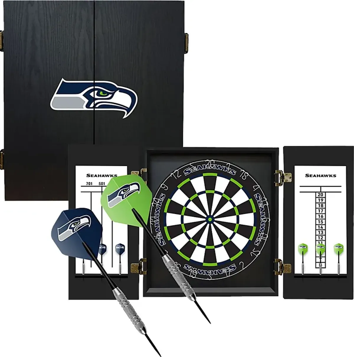 Seattle Seahawks Black Dartboard Set