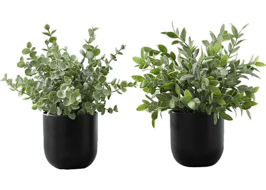 Paleotropic Green Artificial Eucalyptus Plant, Set of 2