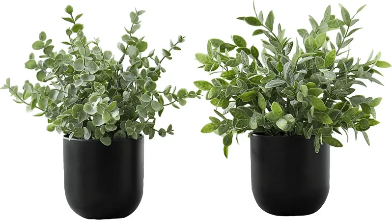 Paleotropic Green Artificial Eucalyptus Plant, Set of 2