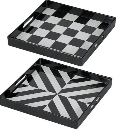 Vinlun Black/White Tray, Set of 2