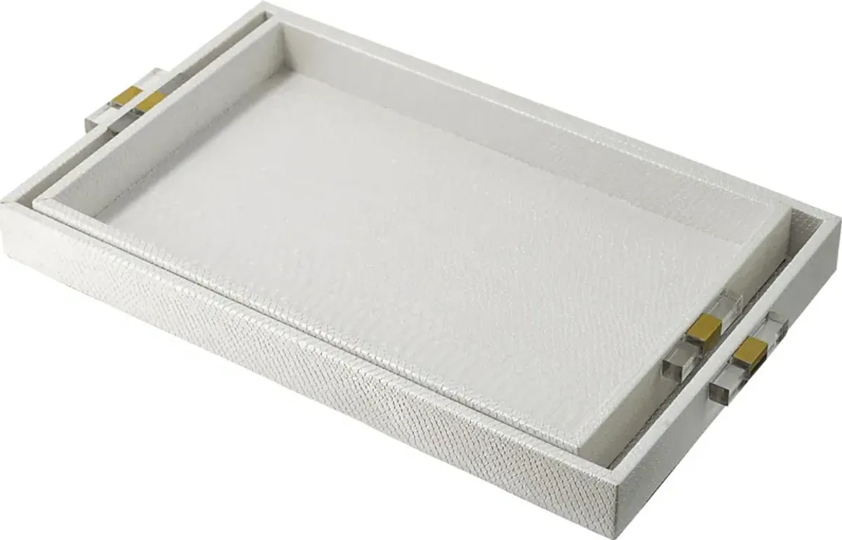 Flowerstones I Off White Tray, Set of 2