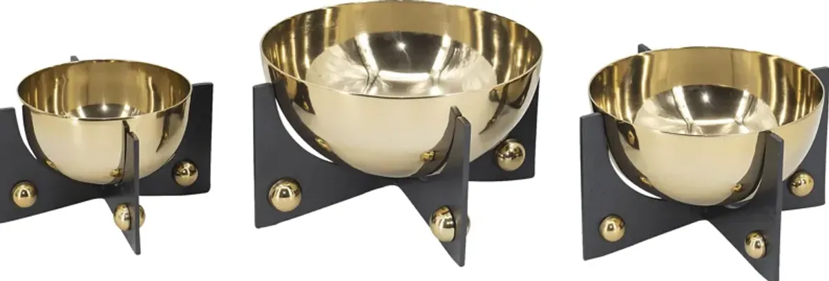 Sufney Shore Gold/Black Decorative Bowl, Set of 3