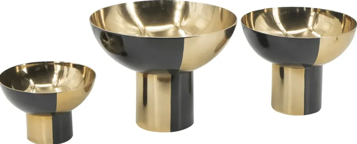 Brirose Bank Gold/Black Decorative Bowl, Set of 3