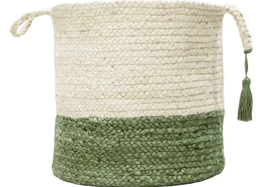 Ruven White/Green 17 in. Basket