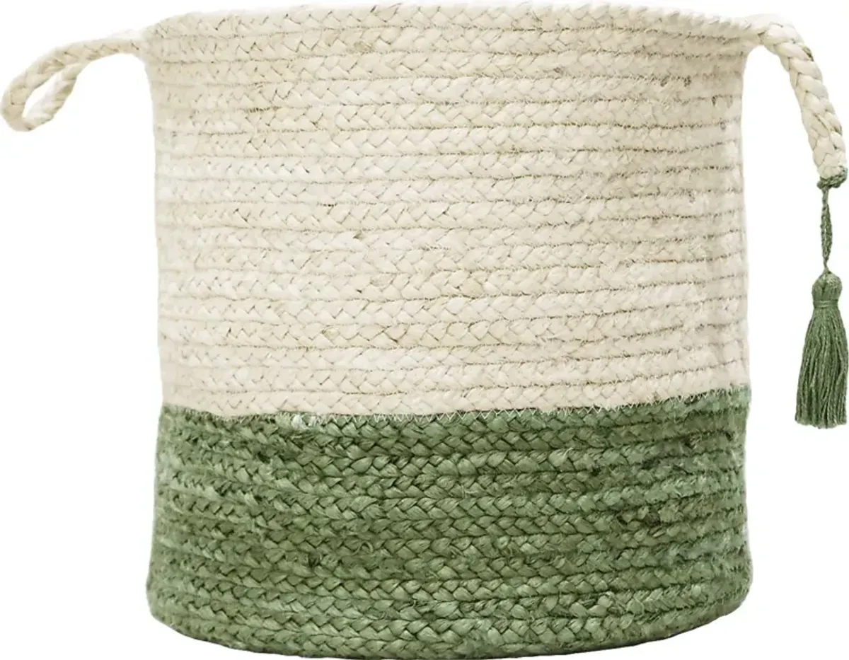 Ruven White/Green 17 in. Basket