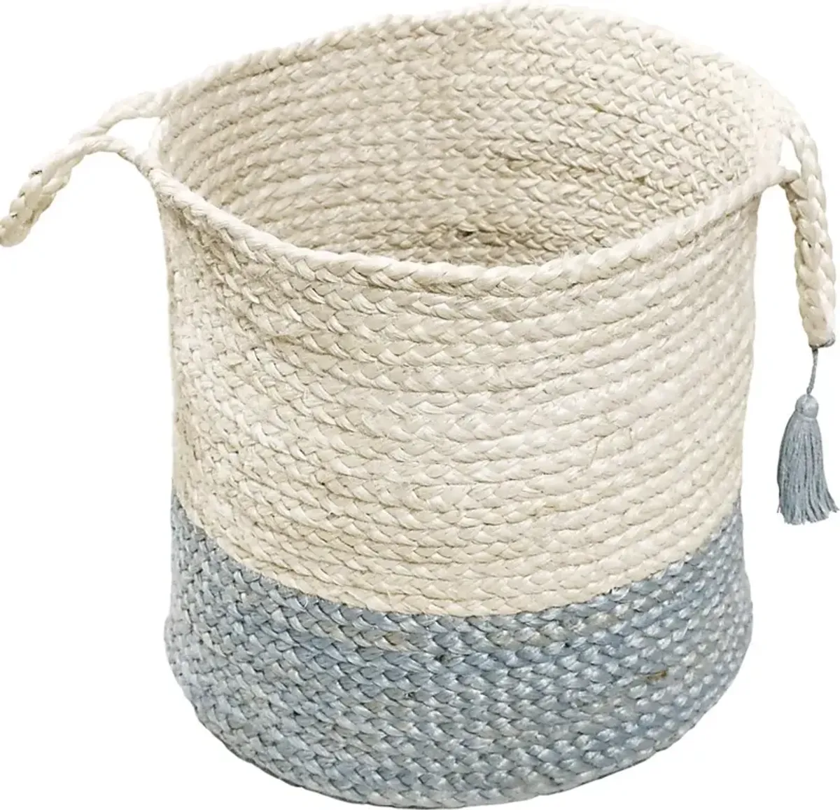 Ruven White/Light Blue 19 in. Basket