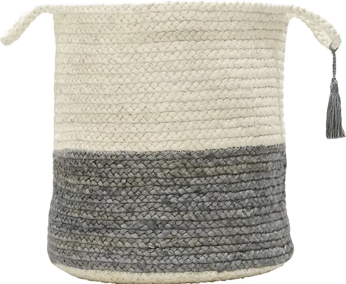 Ruven White/Gray 17 in. Basket