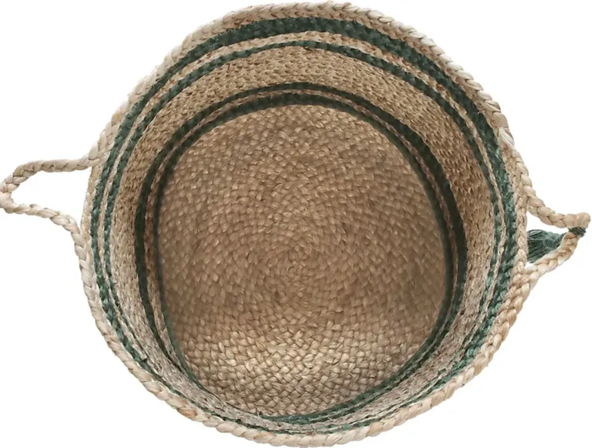 Omylia Tan/Green 17 in. Basket