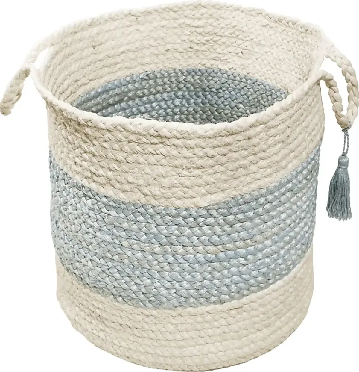 Grebella White/Light Blue 17 in. Basket