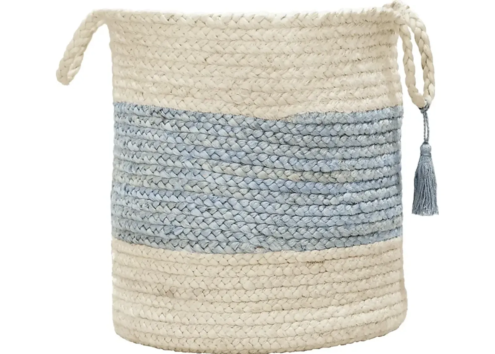 Grebella White/Light Blue 17 in. Basket