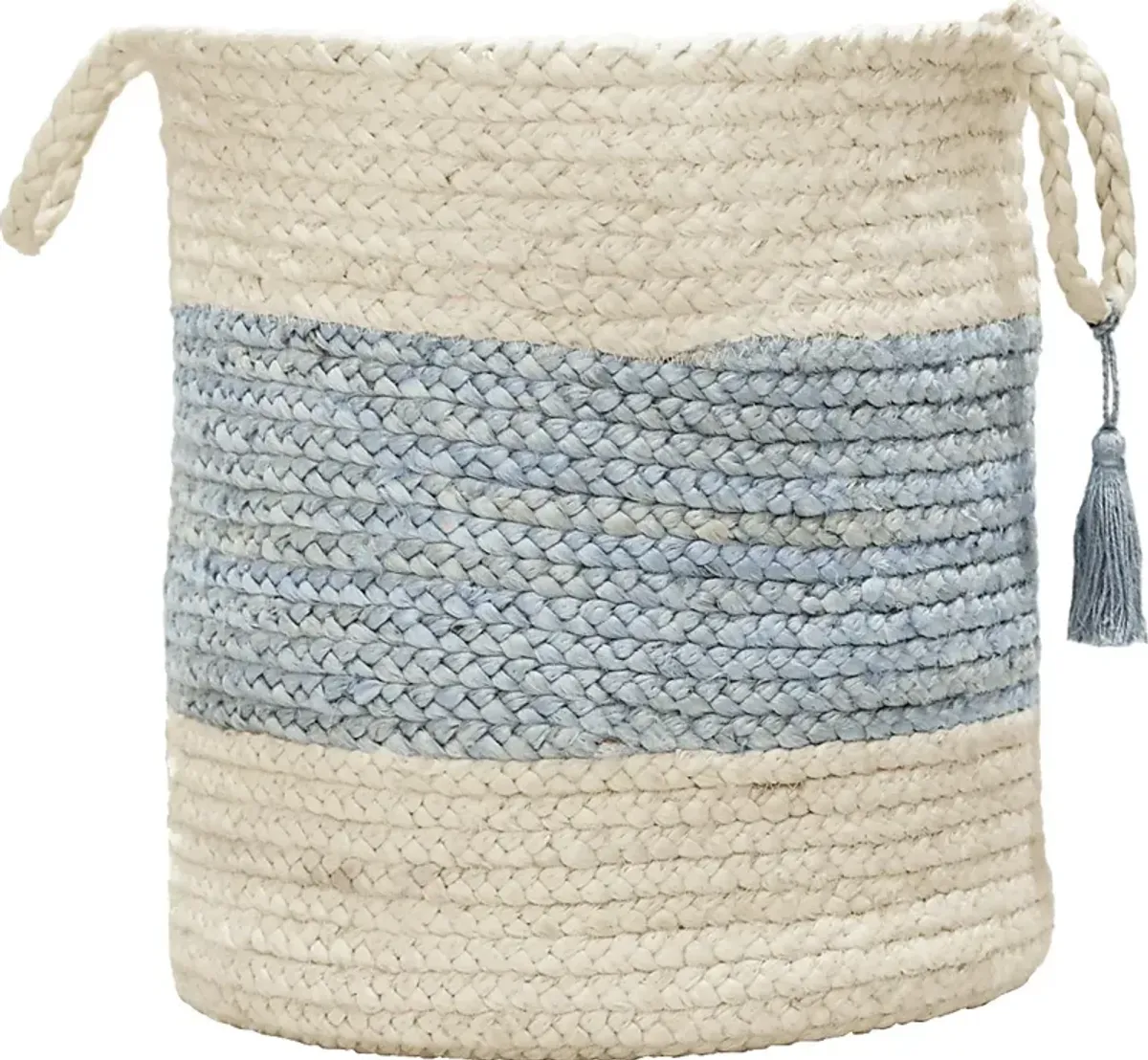 Grebella White/Light Blue 17 in. Basket