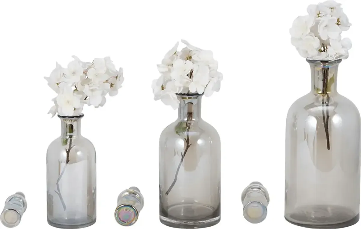 Renno Gray Glass Bottle, Set of 3