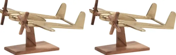 Tipperary Gold Airplane Sculpture, Set of 2