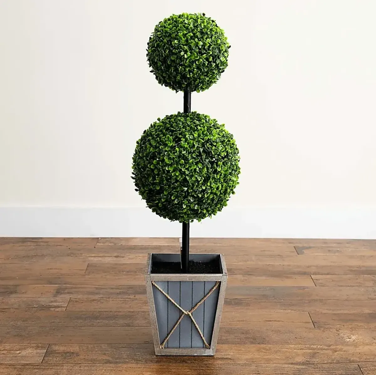 Appleberry II Green Artificial Double Ball Boxwood Topiary