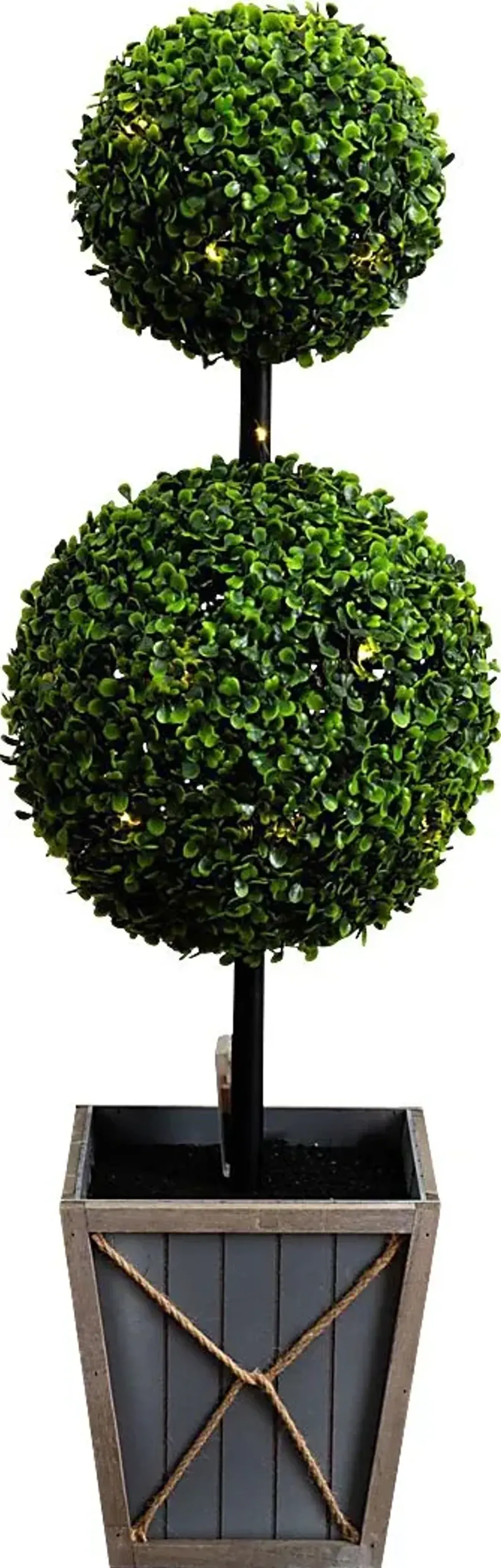 Appleberry II Green Artificial Double Ball Boxwood Topiary