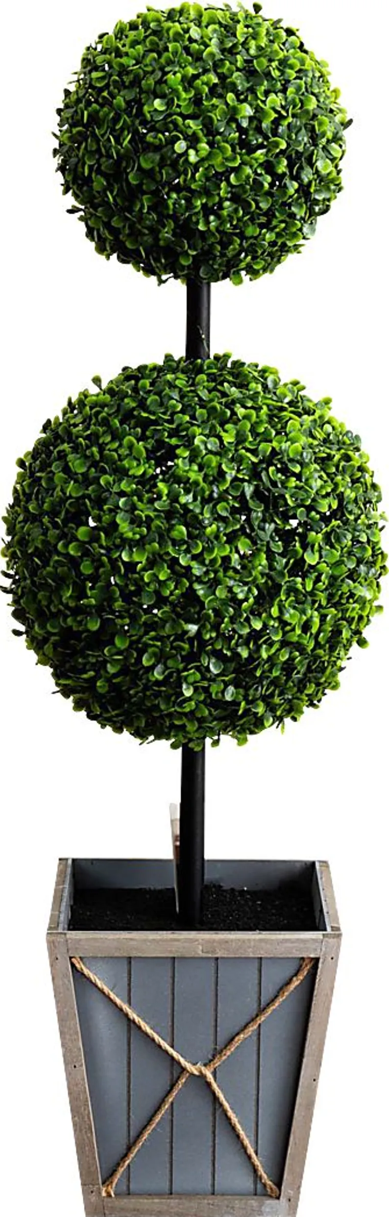 Appleberry II Green Artificial Double Ball Boxwood Topiary