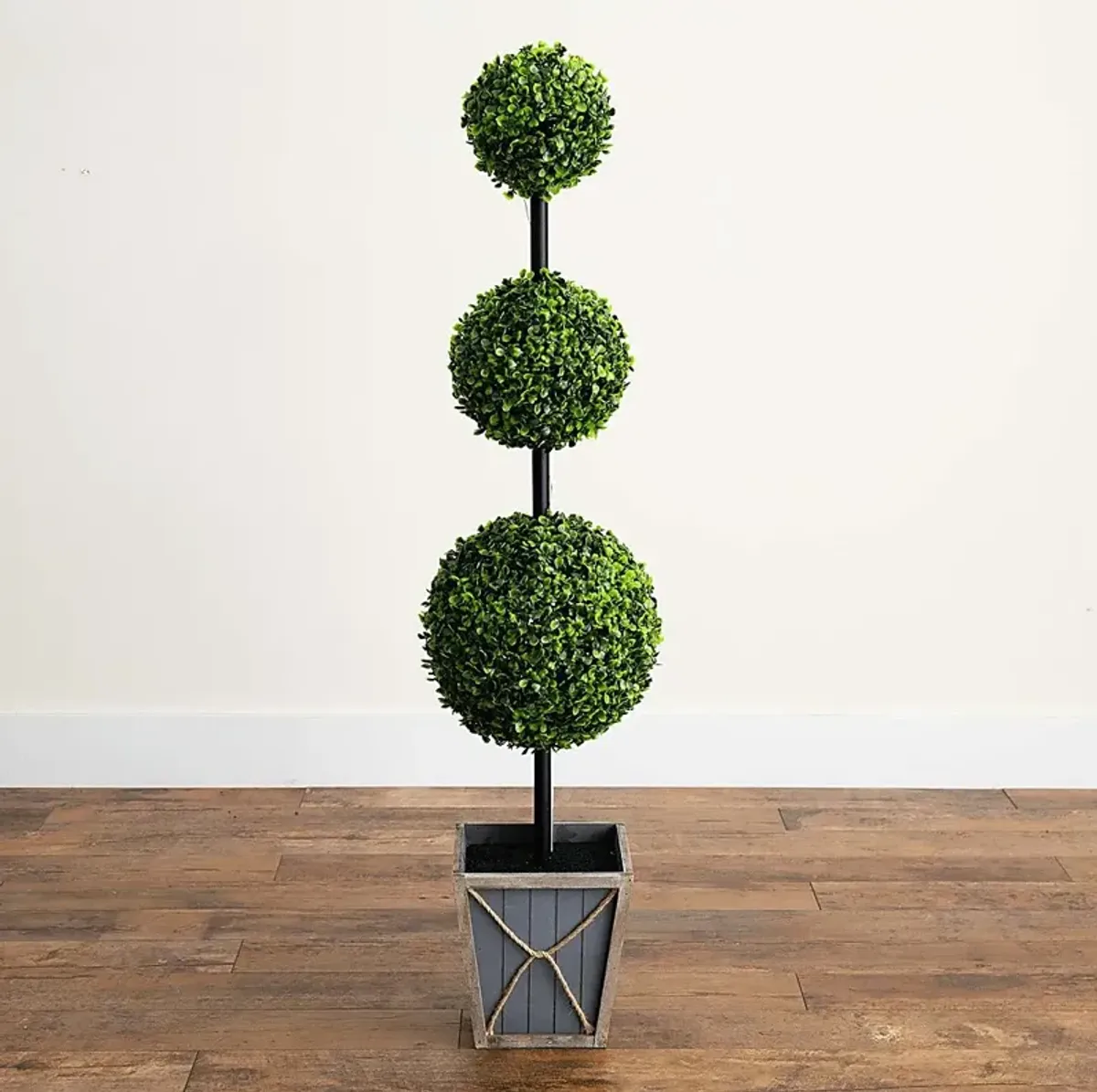 Appleberry III Green Artificial Triple Ball Boxwood Topiary