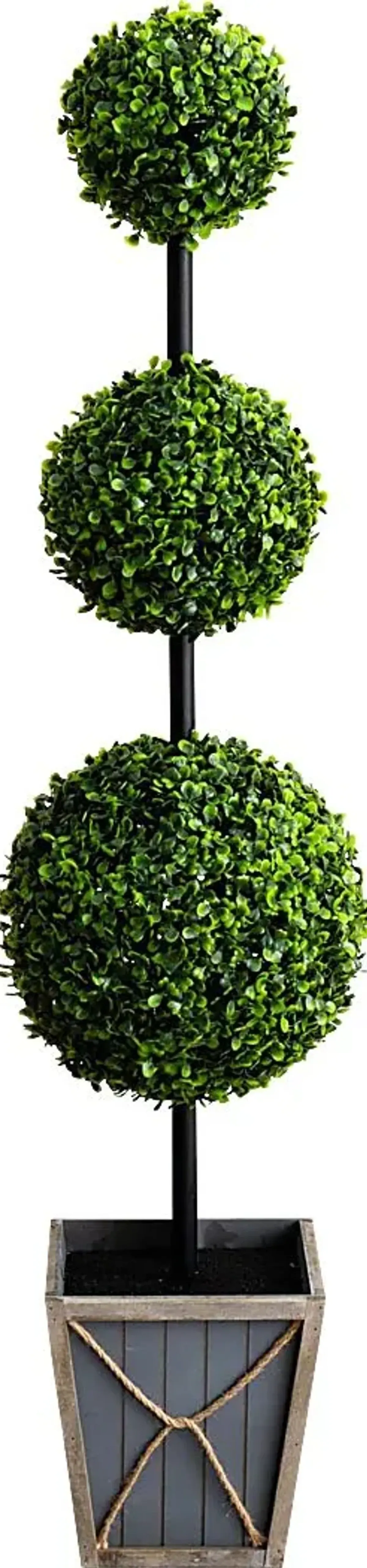 Appleberry III Green Artificial Triple Ball Boxwood Topiary