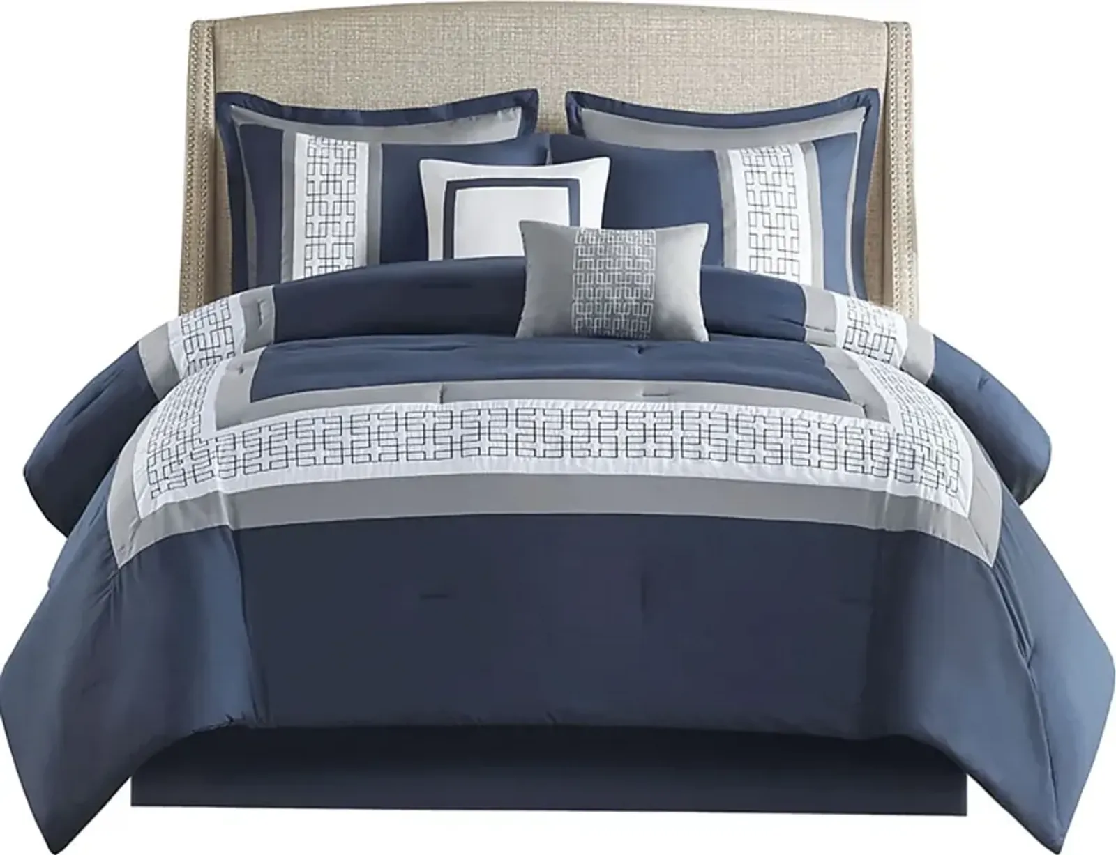 Marwin Blue 8pc Queen Comforter Set